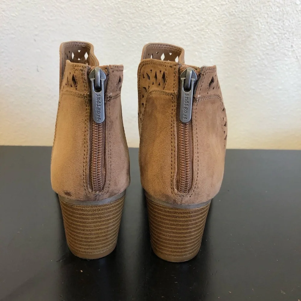 Indigo Rd Brown Faux Suede Cut Out Ankle Boots